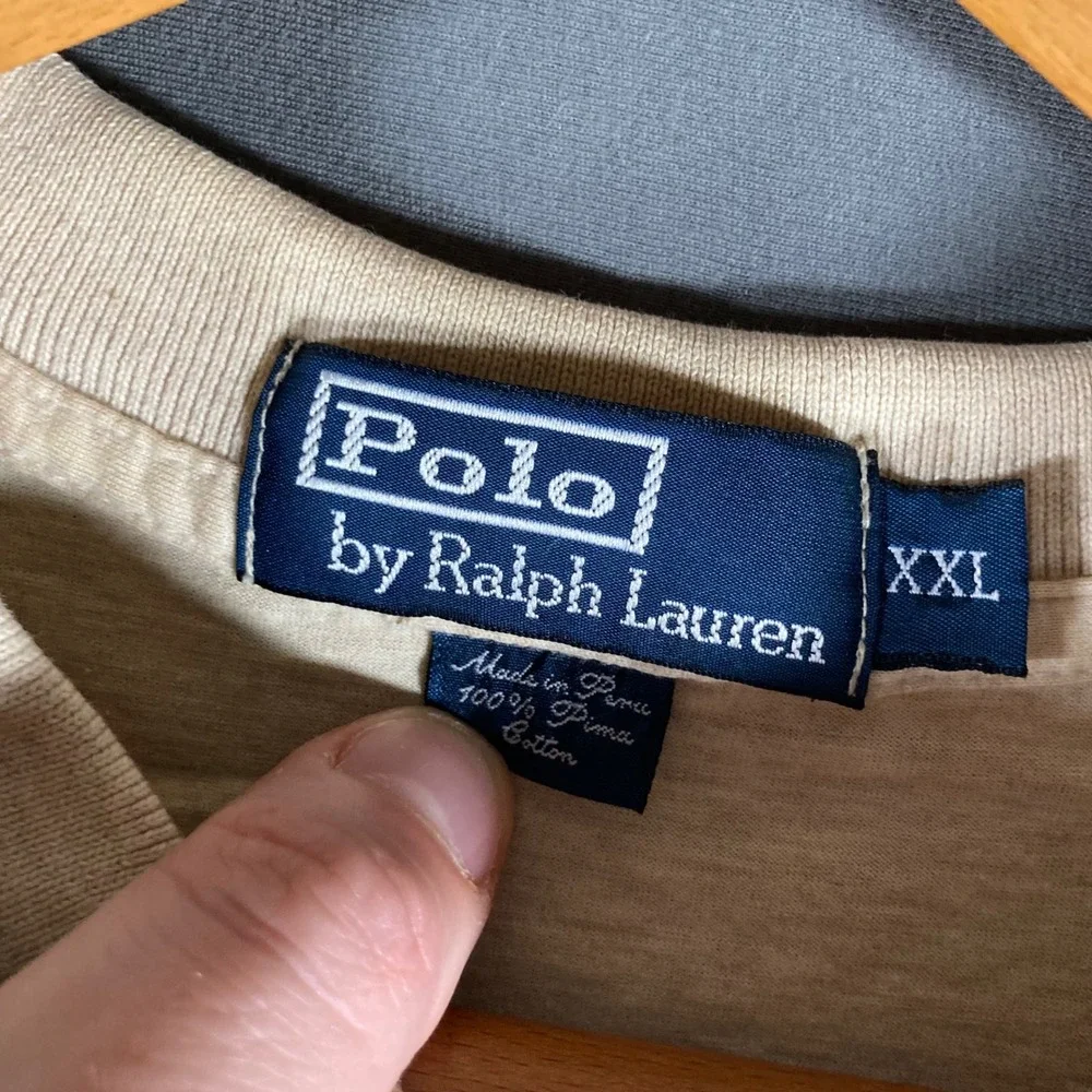 Polo Ralph Lauren Mens Polo Shirt XXL Beige Pima Cotton‎ Classic Fit